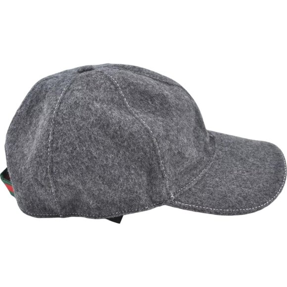 090248AR (S3) Gucci Cap Web Sherry Line Gray Wool - Picture 5 of 14